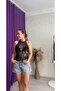 Black Chunky Sequin Embroidered Hand Knitted Halter Neck Blouse - Party Bustier - 3