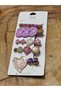 Women's Pink Lilac Crystal Stone Side Buckle Set of 5 - Large Heart and Ice Cream Figured Clasp Buckle