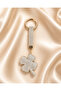 Silver Clover Charm Keychain Bag Accessory with Stones