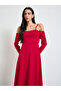 Red Cold Shoulder A-Line Maxi Dress - 2