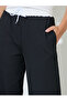 Black Contrast Waistband Wide Leg Pants - 4