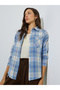 Blue Plaid Long Sleeve Button-Up Shirt - 3