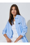 Light Blue Striped Oversized Button-Up Shirt