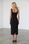 Women's Black Thick Strap Slit Cape Detailed Zippered Woven Dress Alc-X15574 - 3