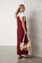 Women's Burgundy Adjustable Strap Long Jean Dress Alc-X15573 - 5