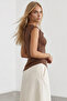 Women's Caramel Degaje Collar Lycra Asymmetrical Cut Viscose Knitted Blouse Alc-X15577 - 5