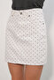 Women's Polka Dot Mini Denim Skirt 8086 - White - 4