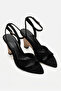 Women's Black Cork Wedge Heel Ankle Strap Summer Shoes - 2