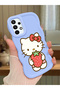 Samsung Galaxy A73 Compatible Case Camera Protector Blue Silicone Couple Phone Case Kitty Pattern