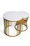 Migue home Set of 2 Nesting Round Coffee Table for Living Room, Side Table, Marble Like Finish, Easy Assembly, White and Gold Color - 5