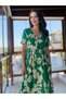 Green Tie-Dye Detailed Short Sleeve Dress - 5
