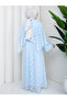Flower-Patterned Lace Dress with Double Layered Veil and Gold Chain Belt.. 2 Pieces of Lace Poncho - 8