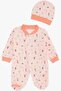 Baby Girl Booties Jumpsuit Forest Themed Girl Patterned 0-3 Months-6 Months, Salmon