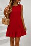 Women's Relaxed Fit Ruffled Crinkle Fabric Woven Dress - 2