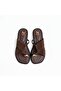 Brown Suede Women's Flip-Flops with Accessory Detail