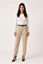 Women's Slim Fit Elastic Waist Pleated Belted Carrot Cut Fabric Trousers El-9041 - 2