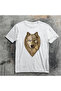 Wolf Print - Printed Cotton Crew Neck T-Shirt Black-Black