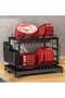 Countertop Dish Rack with Drainer and Cutlery Organizer for Kitchen Storage Black - 5