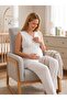New Season Ecru Buttoned Wide Strap Lace Detailed Special Design Summer 100% Cotton Maternity Pajama Set