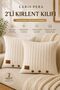 100% Cotton Knitted Pique 2-Piece Throw Pillow Cover Premium Woven 3-Button Design Cream - 2