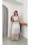 Women's Halter Neck Bustier Knee-Length Skirt Floral Double Linen Set - 5