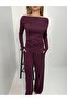 Women's Side Gathered Long Sleeve Wide Leg Pants Blouse Bottom Top Two Piece Set