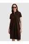 Brown Polo Collar A-Line Knitted Dress 50326877-Vr029 - 3