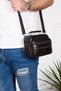Men's Mechanism Wallet and Genuine Leather Steel Case Shoulder and Hand Bag Small Size - Black - 2