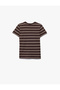 Cotton Crew Neck Short Sleeve Striped T-Shirt - 2