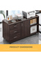 Home Office 100cm Wooden Filing Cabinet with Lock, Bookcase, Drawers & Casters - 4