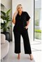 Women's Plus Size Loose Fit Shirt Collar Textured Linen Bottom - Top Set 29000 - 4