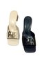 467060 Skin Color Gold Buckle Square Heeled Slippers - 3