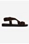 Elastic Cross Women's Sandals Brown - 2