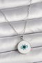 316L Steel Silver Color Chain White Enamel Turquoise Eye Embroidery Model Women's Necklace