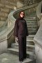 Women's Crew Neck Side Lace Detailed Ribbed Suit Set Brown - 4