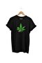 Leaf Printed Black T-Shirt