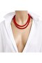 Camellia Red Handmade Glass Bead Two-Row Necklace – 40 + 50 cm – Boxed - 2