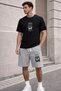 Unisex Oversize Printed T-Shirt Gray Shorts 2-Piece Set Cotton Comfortable Cut Casual Sports Combination Kelebek