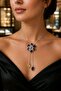 Luxurious Zircon Stone Figured Showy Flower Necklace