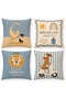 Traveling Animals Patterned 4-Piece Children's and Baby Pillowcase Set - 3
