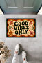 Good Vibes Only Retro Floral Pattern Digital Print Door Mat 70X45 cm