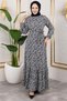 Floral Patterned Hijab Dress Black - 2