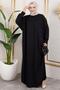 Batwing Sleeve Wrap Dress Black