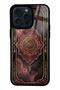 iPhone 14 Pro Max Glossy Phone Case with Rosewood Ottoman Medallion Design