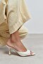 Fenrir Beige Rustic Patterned Pointed Toe Women's Thin Heeled Slippers - 7