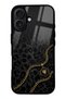 iPhone 16 Black Panther Gold Design Glossy Phone Case