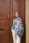 Petra Brush Paint Pattern Shawl - Baby Blue - 4