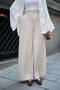 Women's Elastic Waist Pocketed Pleated Detailed Striped Trousers Mink - 4