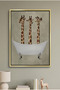 Three Giraffes Bathing Kids Wall Art | Portrait Framed Canvas Print | Luxury Modern Decor for Kids Room