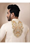 Mens Beige Ethnic Print Cotton Kurta Set - 3